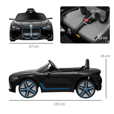 HOMCOM BMW i4 Licensed 12V Kids Electric Ride-On Car, with Remote Control, Portable Battery, Music, Horn, Headlights - Black 