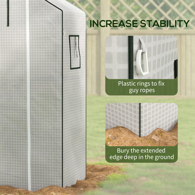 Outsunny Greenhouse Cover Replacement Walk-in PE Hot House Cover with Roll-up Door and Windows, 140 x 73 x 190cm, White 