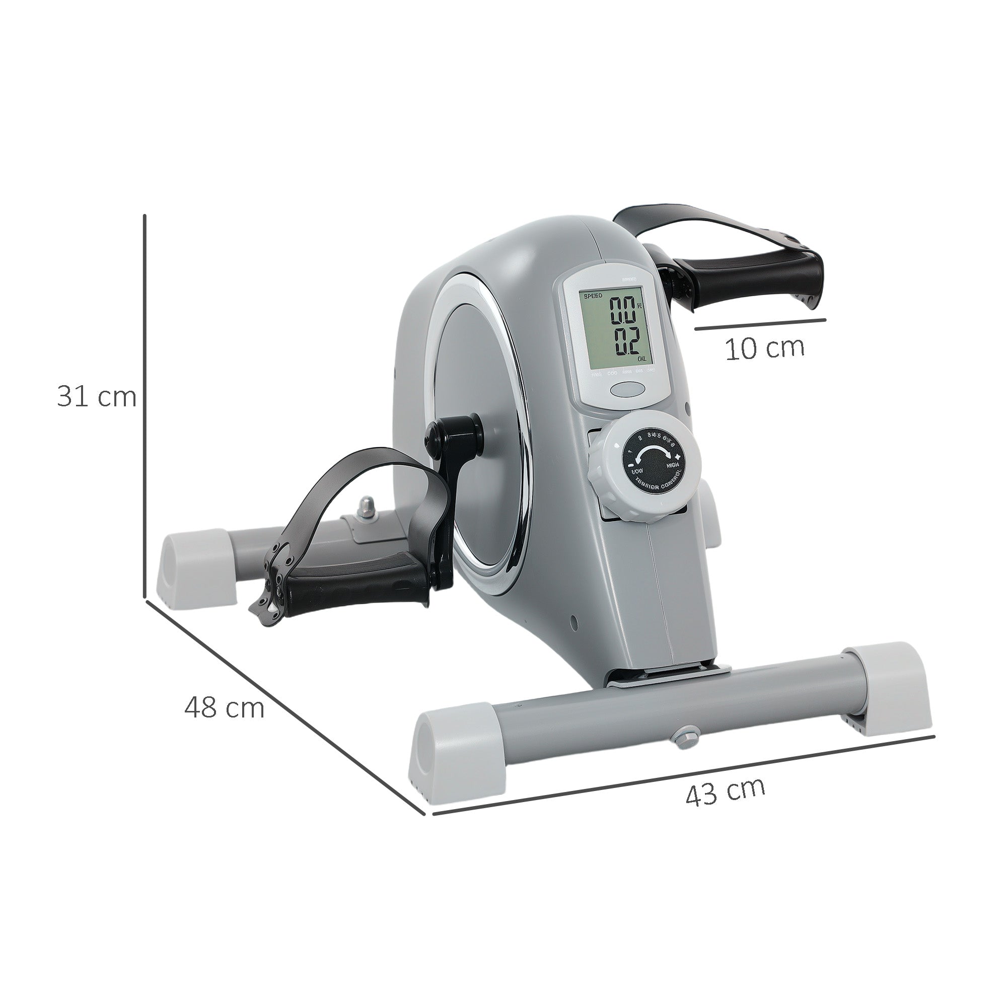 SPORTNOW Mini Exercise Bike, Sit Down Pedal Exerciser with 8-Level Quiet Magnetic Resistance and LCD Display, Portable Under Desk Bike for Arm and Leg Home Gym Office Workout, Grey 