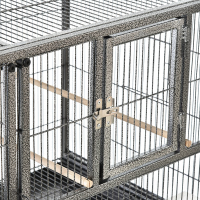 PawHut Large Bird Cage Parrot Cage with Divider, Slide Tray for Finch Canaries Parakeets Cockatiels, 95 x 45.5 x 102 cm 