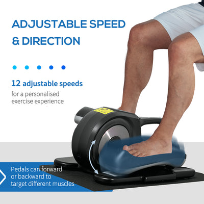 SPORTNOW Under Desk Elliptical Machine, Sit Down Pedal Exerciser with Forward and Reverse Motion, 12 Programs, LCD Monitor, Compact with Remote Control for Home Gym Office Daily Workout 
