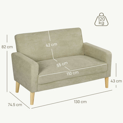 HOMCOM Two-Seater Velvet-Feel Sofa - Beige 