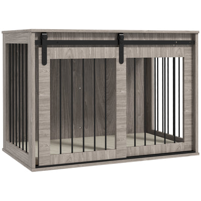PawHut 98cm Dog Crate Furniture with Removable Cushion for Large Dogs - Brown 