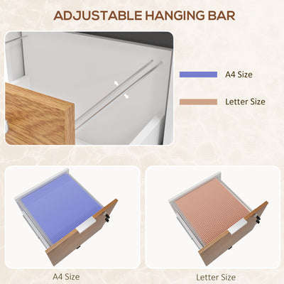 HOMCOM Two-Drawer Lockable Filing Cabinet - Wood Effect 