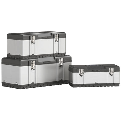 HOMCOM 3 Pieces Stainless Steel Toolbox Set, 23"/ 19"/ 16" 