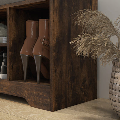 HOMCOM Multi-Compartment Shoe Bench, with Seat - Rustic Brown 