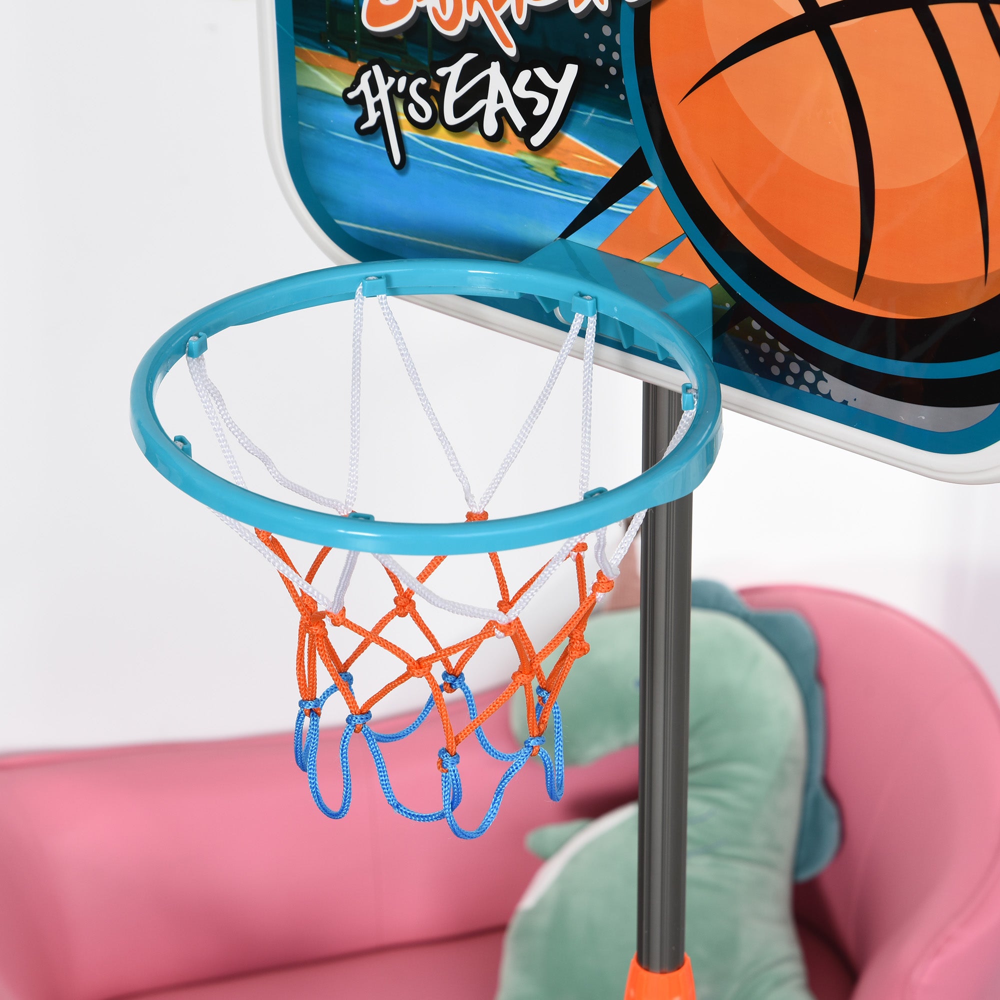 HOMCOM Kids Basketball Hoop and Stand Portable Basketball Stand Set w/ Ball Pump Netting Backboard Adjustable Height from 126 cm to 158 cm 