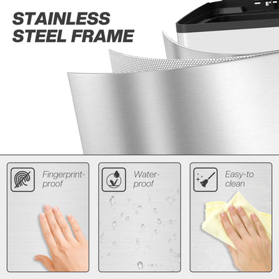 HOMCOM 40L Dual Compartment Stainless Steel Bin, with Deodoriser Holders - Silver Tone 