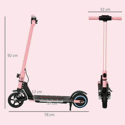SPORTNOW Folding Electric Scooter for Kids Age 6-14 with Dual Brakes, Front Suspension, LED Colourful Lights and Display, 6.8kg Lightweight Aluminium E Scooter, Up to 14 KM/H & 6 KM, Pink 