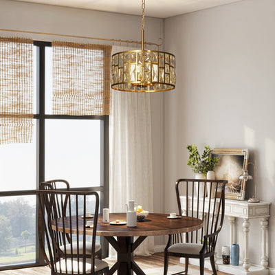 HOMCOM 72 Glass Crystallite Chandelier - Gold-Tone 