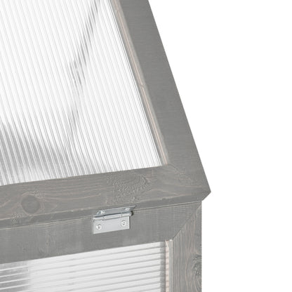 Outsunny 3-tier Wood Greenhouse Garden Polycarbonate Cold Frame Balcony Grow House w/ Storage Shelf for Plants, Flowers, Dark Grey 