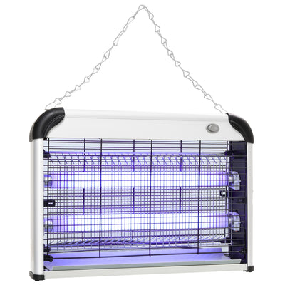 Outsunny Free Standing Wall Hanging 20W Electric Fly Mosquito Killer Electric Fly Zapper, Bug Zapper, Insect Killer, Silver 