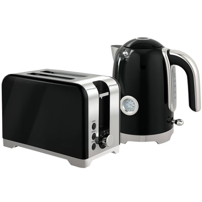 HOMCOM Retro Toaster and Kettle Set - Black 
