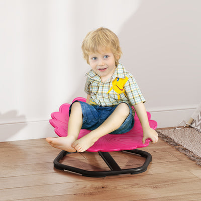 AIYAPLAY Flower-Shaped Sensory Spinning Chair with Non-Slip Base for Balance/Coordination, Pink 