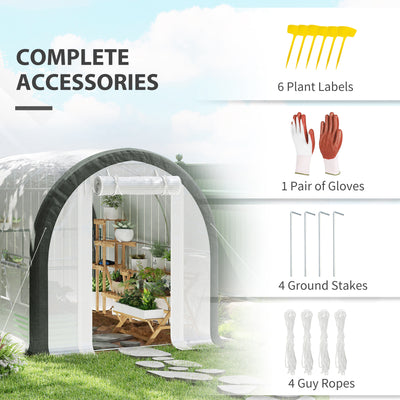 Outsunny 3 x 2(m) Walk-In Tunnel Greenhouse, with Accessories - White 