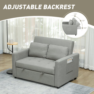 HOMCOM Velvet-Feel Two-Seater Sofa Bed - Light Grey 