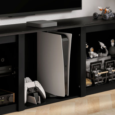 HOMCOM 65" TV Stand, with LED Lights and Storage - Black 