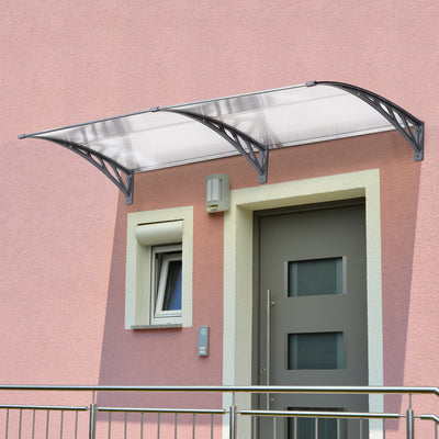 Outsunny Door Canopy Awning Outdoor Window Rain Shelter Cover for Front/Back Door Porch Clear 196 x 75cm 