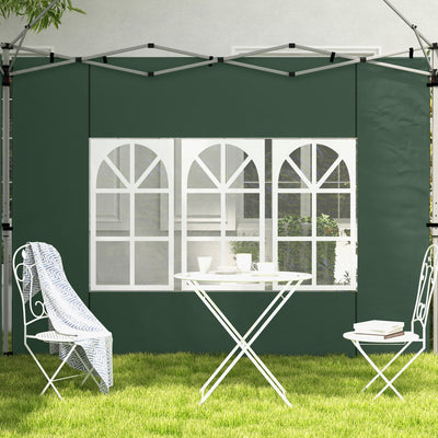 Outsunny Gazebo Side Panels, Sides Replacement with Window for 3x3(m) or 3x4m Pop Up Gazebo, 2 Pack, Green 
