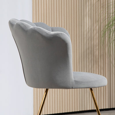 HOMCOM Velvet-Feel Lotus Petal Accent Chair - Grey 