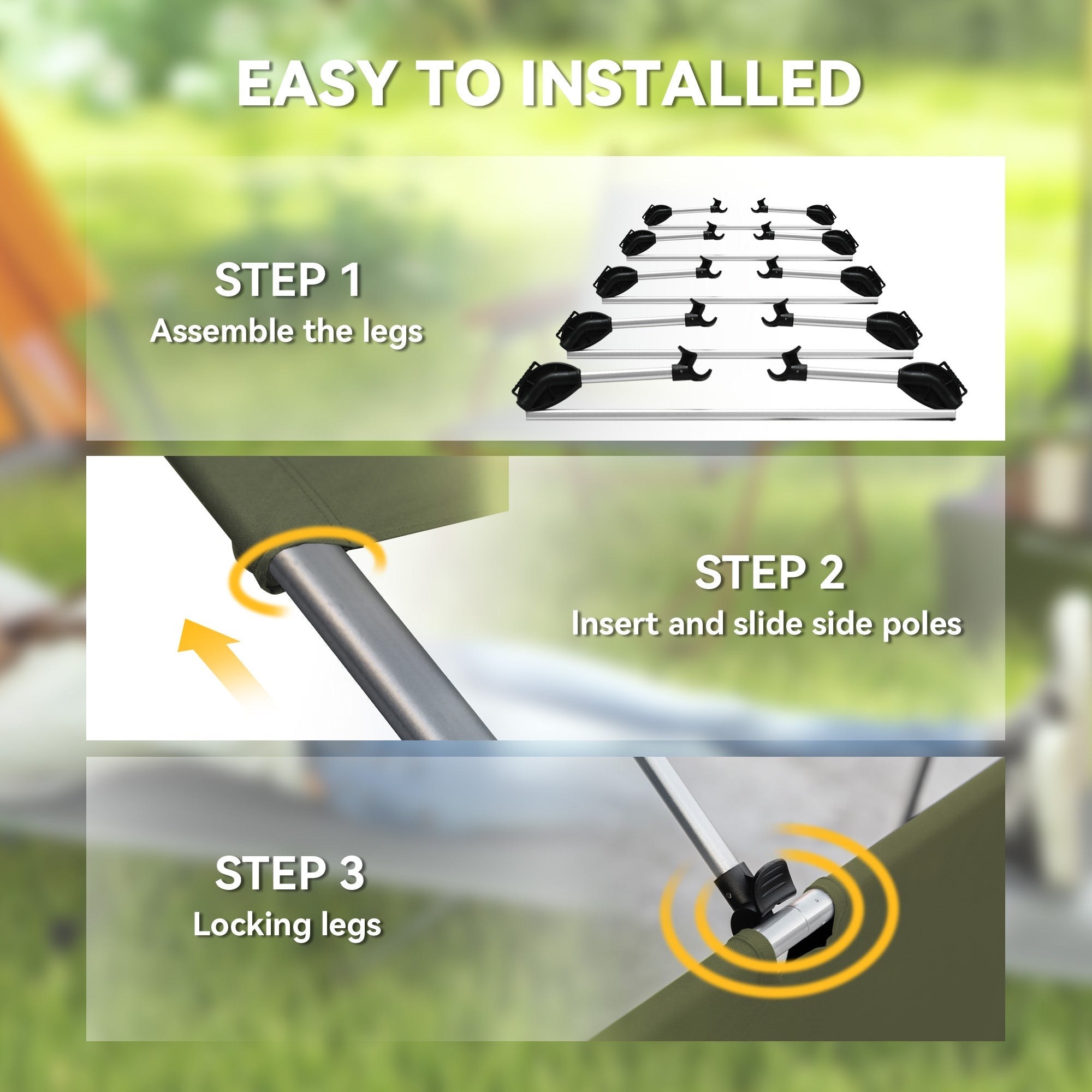 Outsunny Lightweight Camping Bed, Aluminium Portable Camp Cot w/ Strong Support 150kg and Carry Bag for Camping, Dark Green 