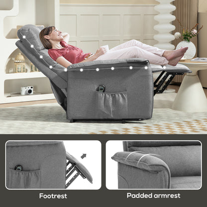 HOMCOM Electric Riser Recline Armchair, with Footrest - Grey 