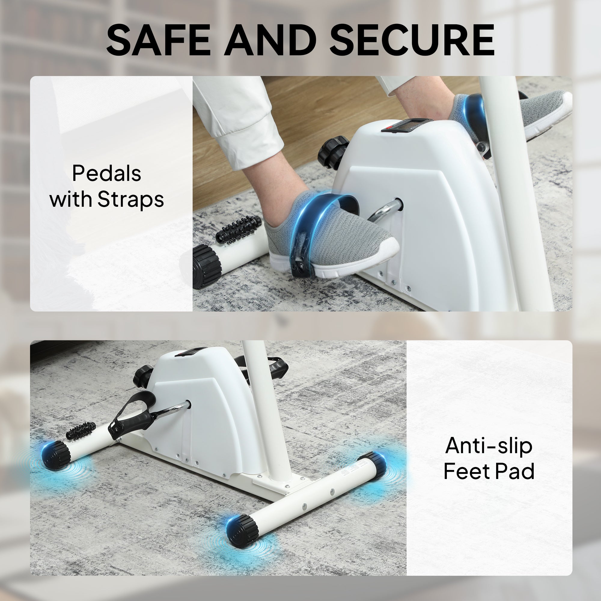 SPORTNOW Seated Pedal Exerciser with Dual Massage and Adjustable Height 