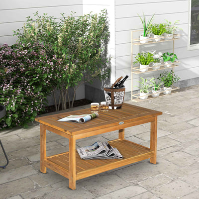 Outsunny 45 x 90cm Acacia Wood Two-Tier Garden Table 