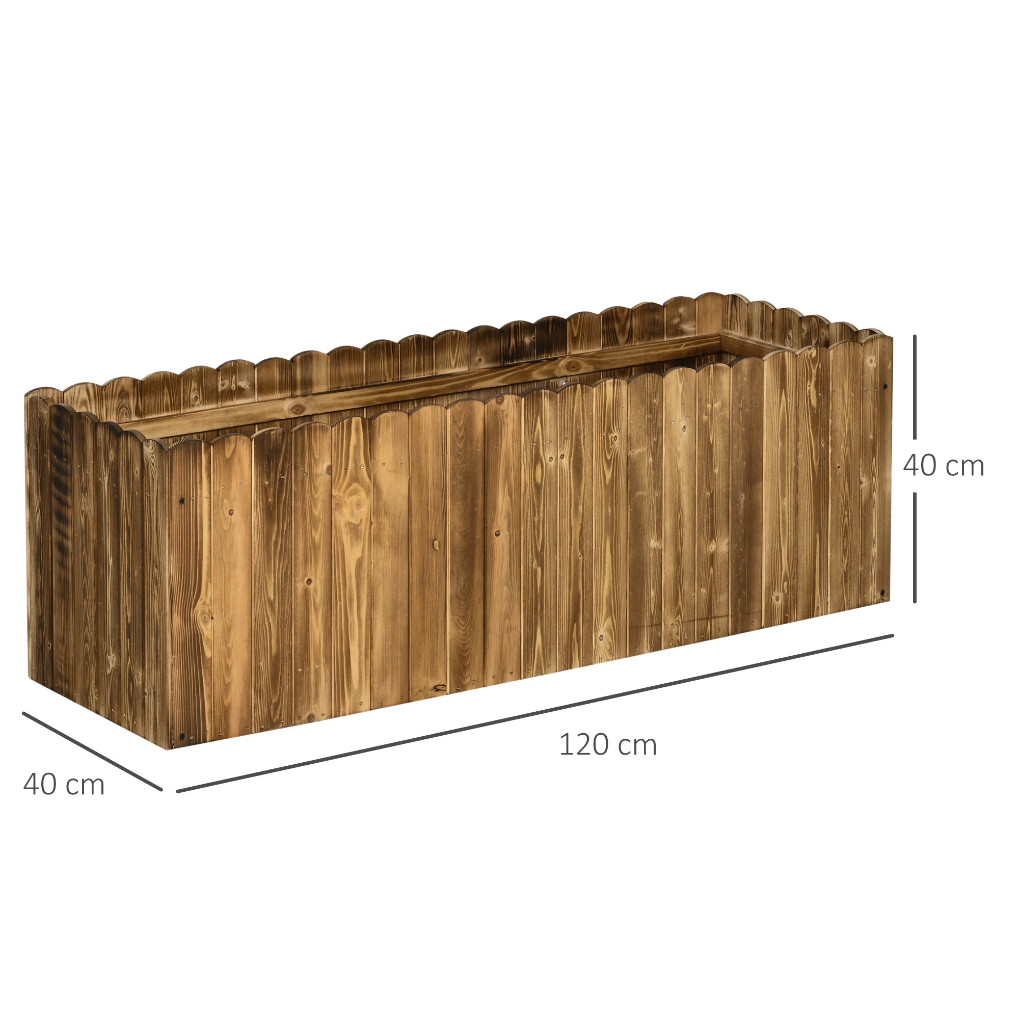 Outsunny 172L Raised Garden Bed, Wooden Rectangle Planter Box, Outdoor Herb Vegetable Flower Pot (120L x 40W x 40H cm) 