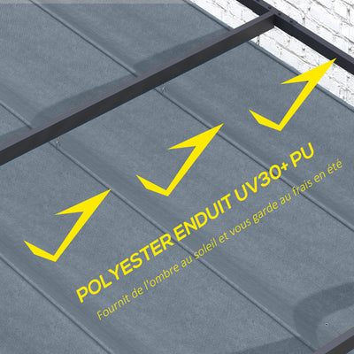 Outsunny Pergola Roof, Retractable Sun Shade Cover for 2.85 x 2m Pergola, UV30+ Protected, Dark Grey 