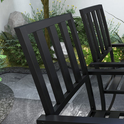 Outsunny 7 Pieces Garden Table and Chairs 6 Seater Outdoor Table and Chairs with Umbrella Hole, for Poolside, Garden, Black 