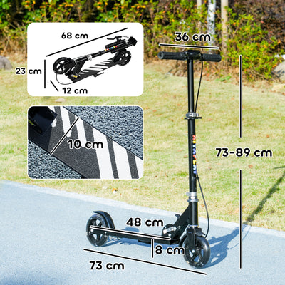 AIYAPLAY Scooter for Kids Ages 3-8 with Adjustable Handle, 2 Light up Wheels, Handbrake & Rear Brake for Girls and Boys, Black 