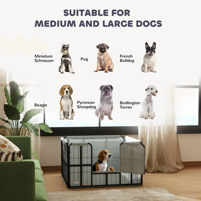 PawHut Steel Dog Whelping Box with Washable Pee Pad, Windproof Cloth, Lockable Door, for Small & Medium Dogs, 102 x 102 x 60cm 