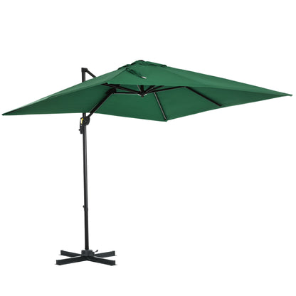 Outsunny Square Umbrella Parasol W/360\'c2\'b0 Rotation, 245Lx245Wx248H cm-Green