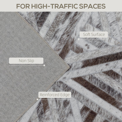 HOMCOM Modern Area Rug, Triangle Pattern Non-Slip Washable Rug, Chenille Floor Carpet for Living Room, Bedroom, Dining Room, Home Office, 290 x 200 cm, Brown