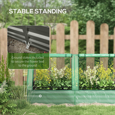 Outsunny Metal Planter Box with Cover, Raised Garden Bed with Greenhouse, for Herbs and Vegetables, Green and Dark Grey 