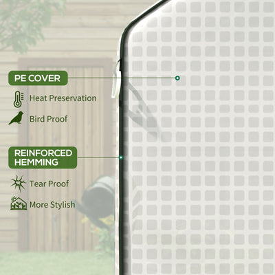 Outsunny Greenhouse Cover Replacement Walk-in PE Hot House Cover with Roll-up Door and Windows, 140 x 143 x 190cm, White 