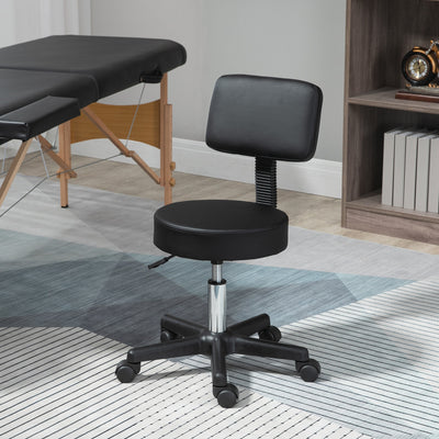 HOMCOM Swivel Salon Chair w/ Padded Seat Back 5 Wheels Adjustable Height Salon Hairdressers Tattoo Spa Rolling Black 