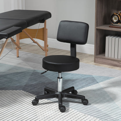 HOMCOM Swivel Salon Chair w/ Padded Seat Back 5 Wheels Adjustable Height Salon Hairdressers Tattoo Spa Rolling Black 