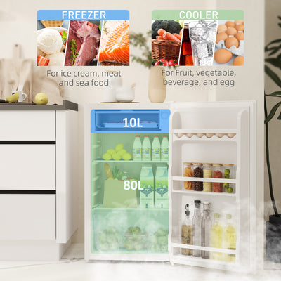 HOMCOM 91L Freestanding Under-Counter Fridge with Lock - White 