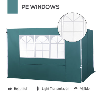 Outsunny 3 Meters Gazebo Replaceable Exchangeable Side Panel Wall Panels Walls With Window, Dark Green 