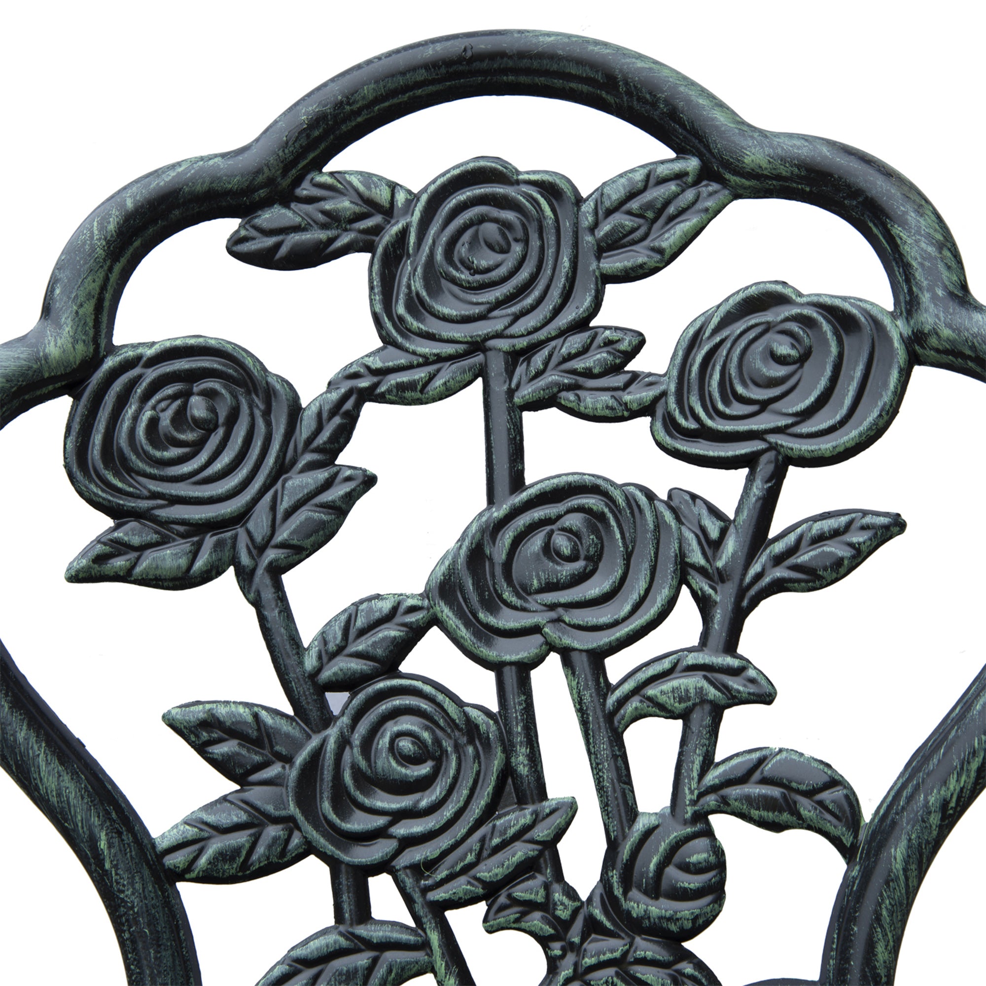 Outsunny Cast Aluminium Outdoor Patio Garden Bistro Elegant Design Table Chair Set - Green (3-Piece) 