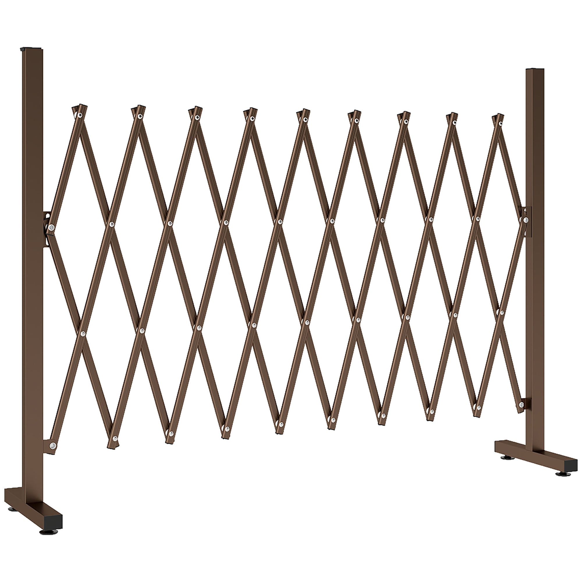 Outsunny Expanding Trellis Fence, Freestanding Movable Fence, Foldable Garden Screen Panel, 250 x 103.5 cm, Dark Brown 