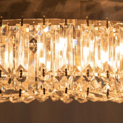 HOMCOM Crystal Ceiling Lights Set of 2, Modern Flush Chandeliers with Stainless Steel Base, Pendant Lights for Living Room Bedroom Dining Room, Silver Tone 