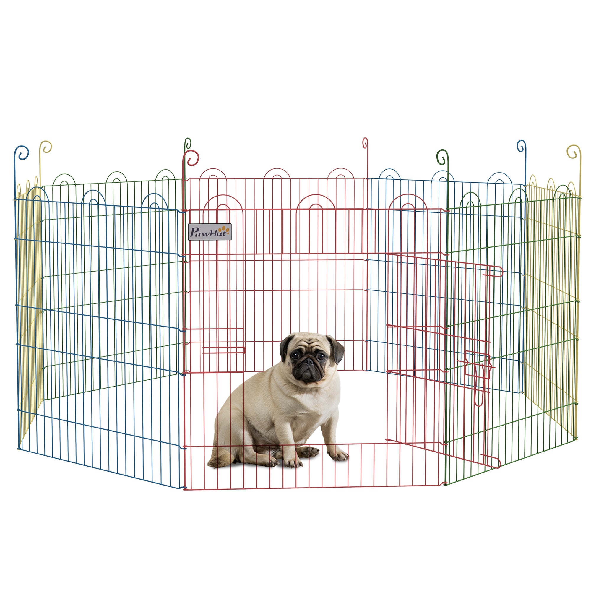 PawHut Pet Playpen Crate, with Eight Panels, Door, for Indoors and Outdoors, 60H x \'ce\'a6156cm