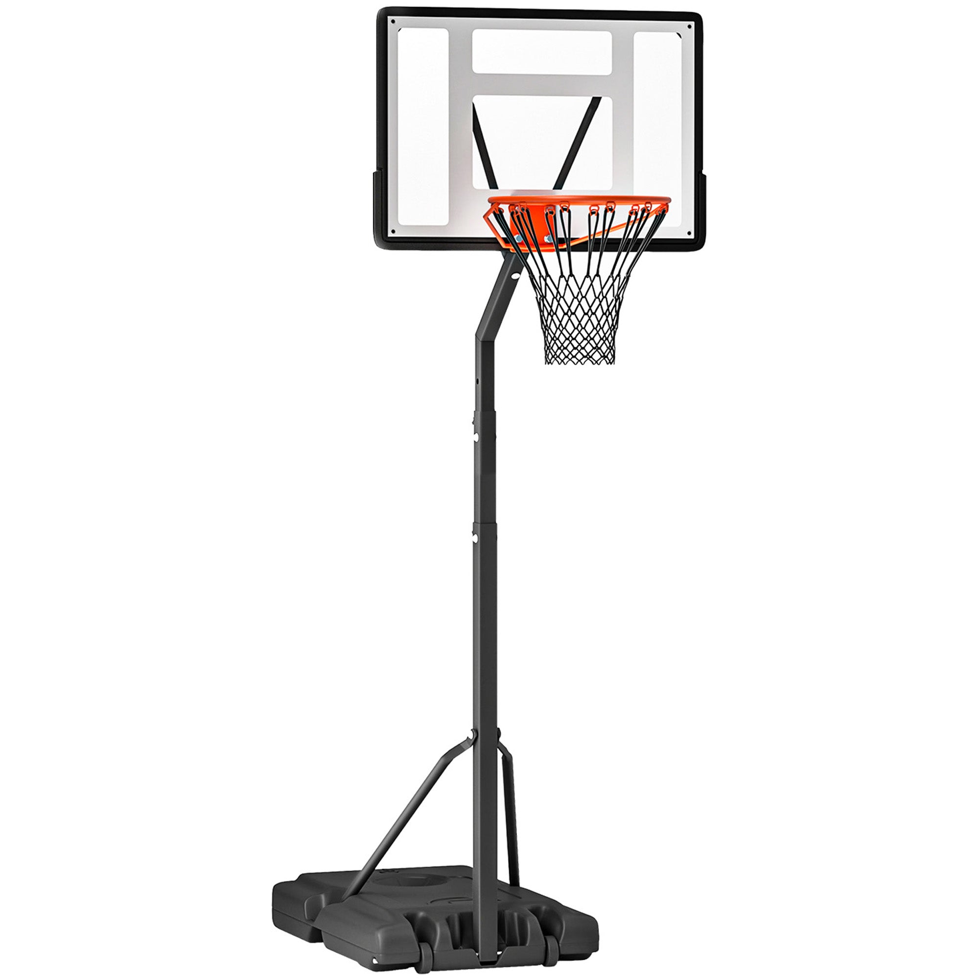 HOMCOM Basketball Hoop Freestanding 255-305cm Hoop Height Adjustable Stand with Backboard Wheels for Teens Adults Black 