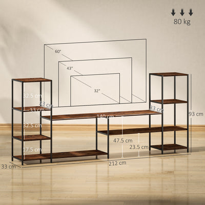 HOMCOM TV Unit for TVs up to 60 Inches, Industrial TV Stand with Storage Shelves, Entertainment Centre for Living Room, Bedroom 