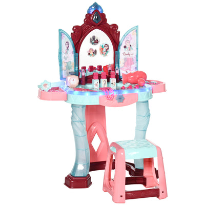 AIYAPLAY 31 Piece Kids Dressing Playset, with Magical Princess Mirror, Light and Sound - Pink and Blue 