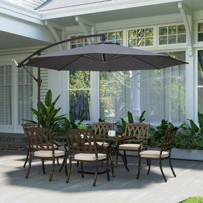 Outsunny 3 m Overhanging Cantilever Parasol, with Cross Base - Grey 