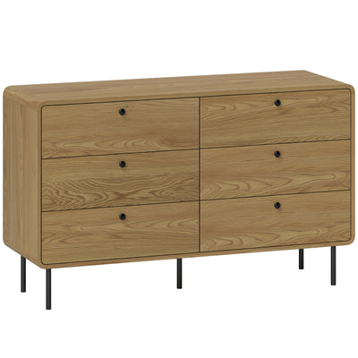 HOMCOM Chest of Drawers, 6 Drawer Dresser - Oak 